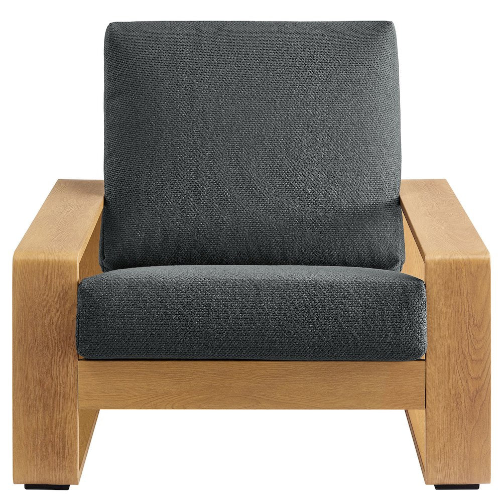 Lirienne Outdoor Patio Aluminum Faux Wood Armchair