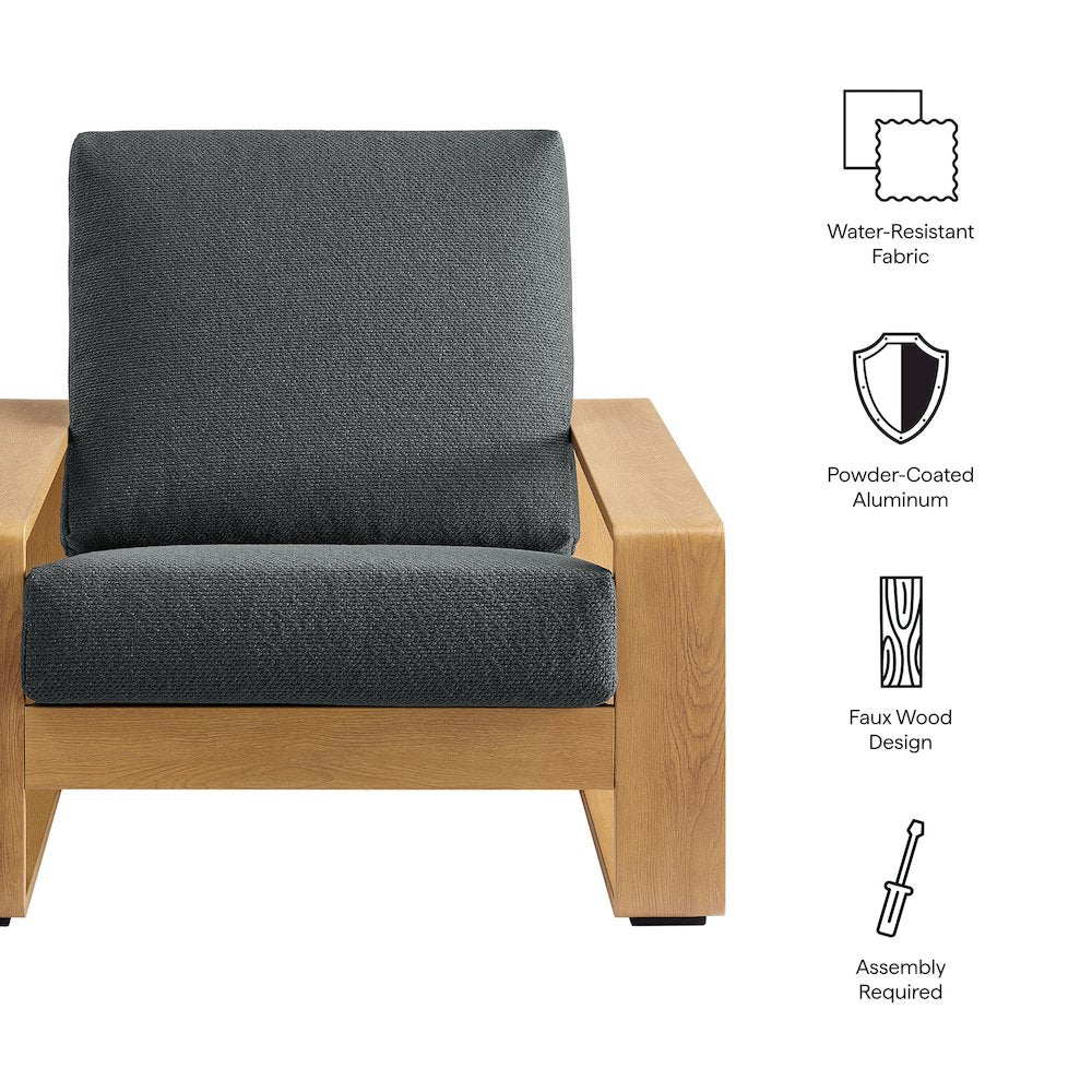 Lirienne Outdoor Patio Aluminum Faux Wood Armchair