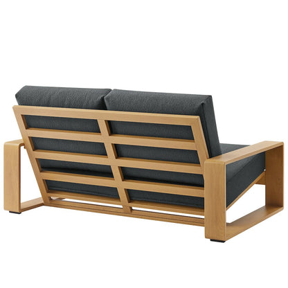 Lirienne Outdoor Patio Aluminum Faux Wood Loveseat