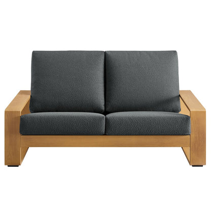 Lirienne Outdoor Patio Aluminum Faux Wood Loveseat