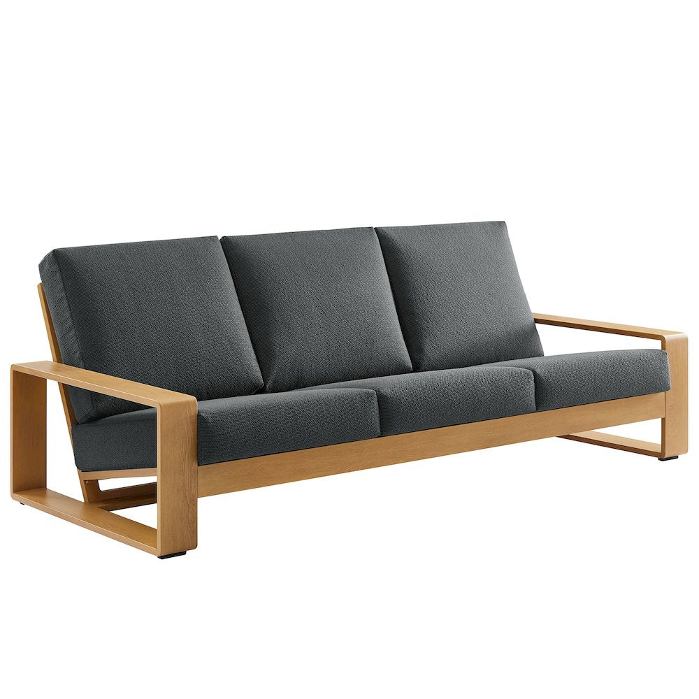 Lirienne Outdoor Patio Aluminum Faux Wood Sofa