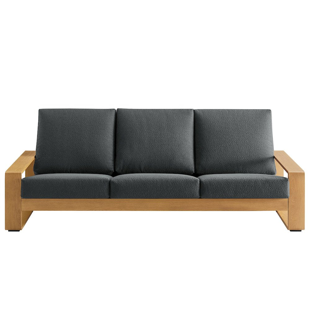 Lirienne Outdoor Patio Aluminum Faux Wood Sofa