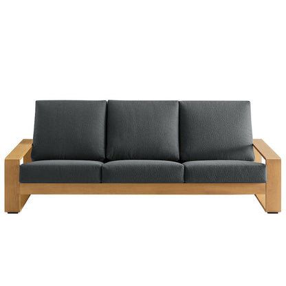 Lirienne Outdoor Patio Aluminum Faux Wood Sofa