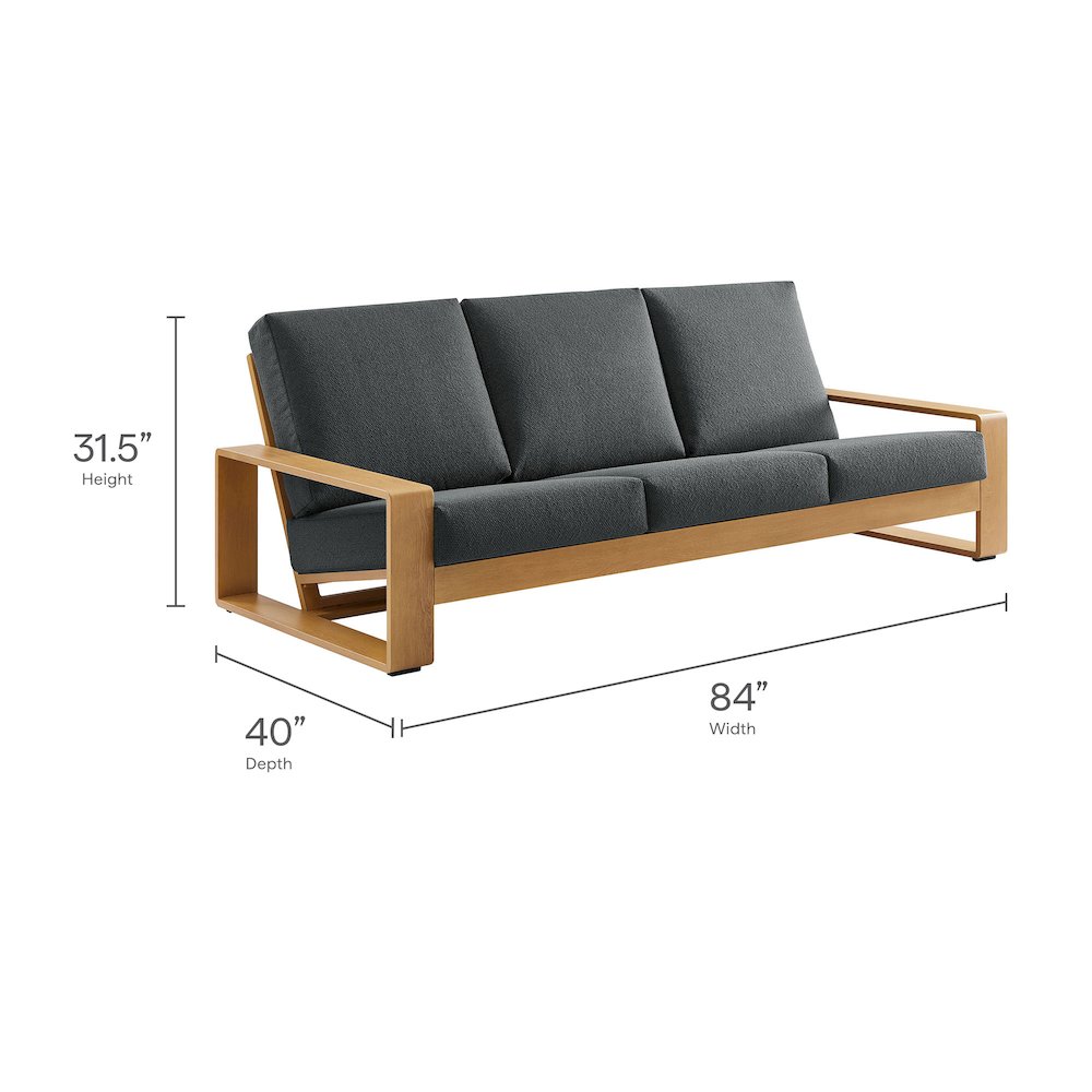 Lirienne Outdoor Patio Aluminum Faux Wood Sofa