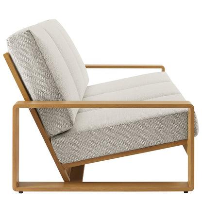 Lirienne Outdoor Patio Aluminum Faux Wood Sofa
