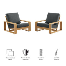 Lirienne Outdoor Patio Aluminum Faux Wood Armchairs Set of 2