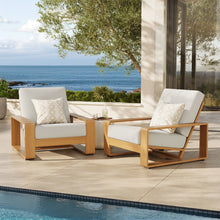 Lirienne Outdoor Patio Aluminum Faux Wood Armchairs Set of 2