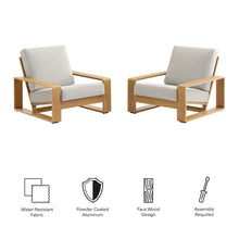Lirienne Outdoor Patio Aluminum Faux Wood Armchairs Set of 2
