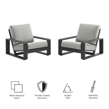 Lirienne Outdoor Patio Aluminum Faux Wood Armchairs Set of 2
