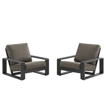 Lirienne Outdoor Patio Aluminum Faux Wood Armchairs Set of 2