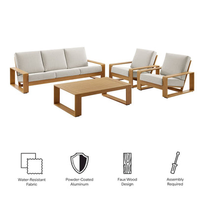 Lirienne 4-Piece Outdoor Patio Aluminum Faux Wood Furniture Set
