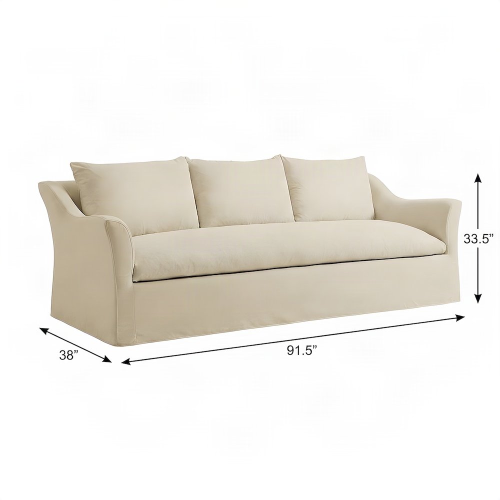 Blend Slipcovered Bench Seat Sofa, Tailored Single-Cushion Couch, Linen
