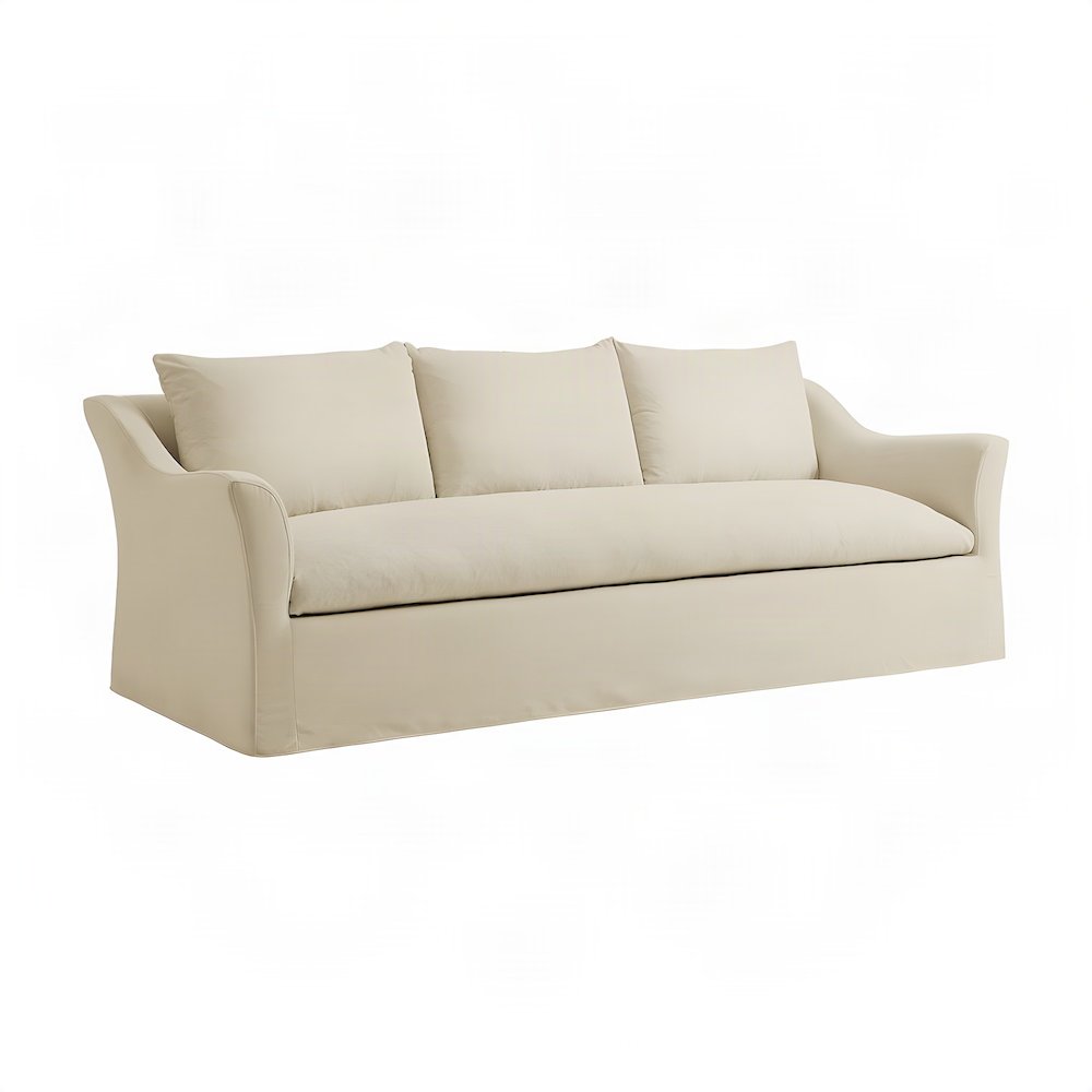 Blend Slipcovered Bench Seat Sofa, Tailored Single-Cushion Couch, Linen