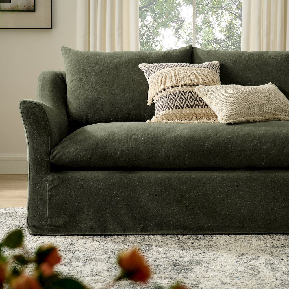 Somerset 92" Linen Blend Slipcovered Sofa