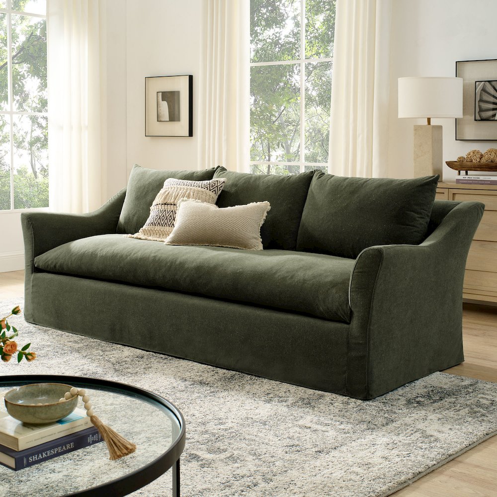 Somerset 92" Linen Blend Slipcovered Sofa