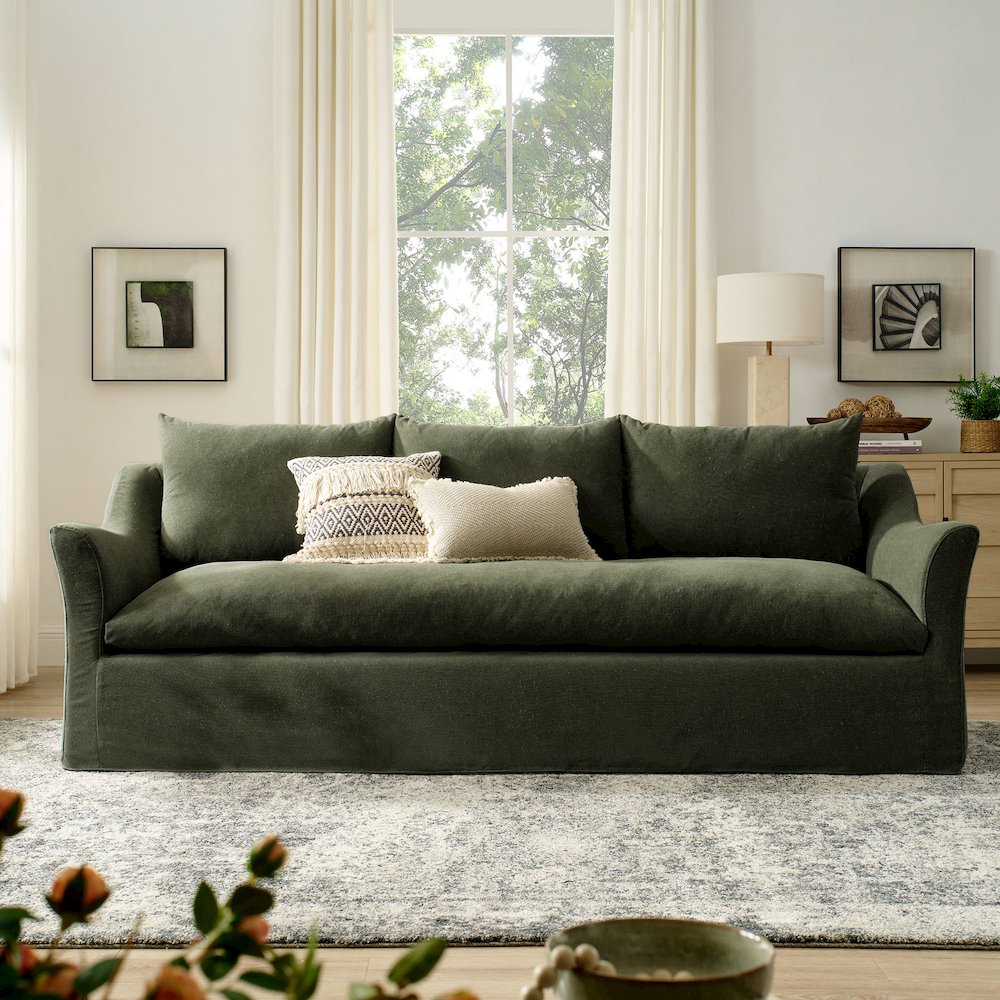 Somerset 92" Linen Blend Slipcovered Sofa