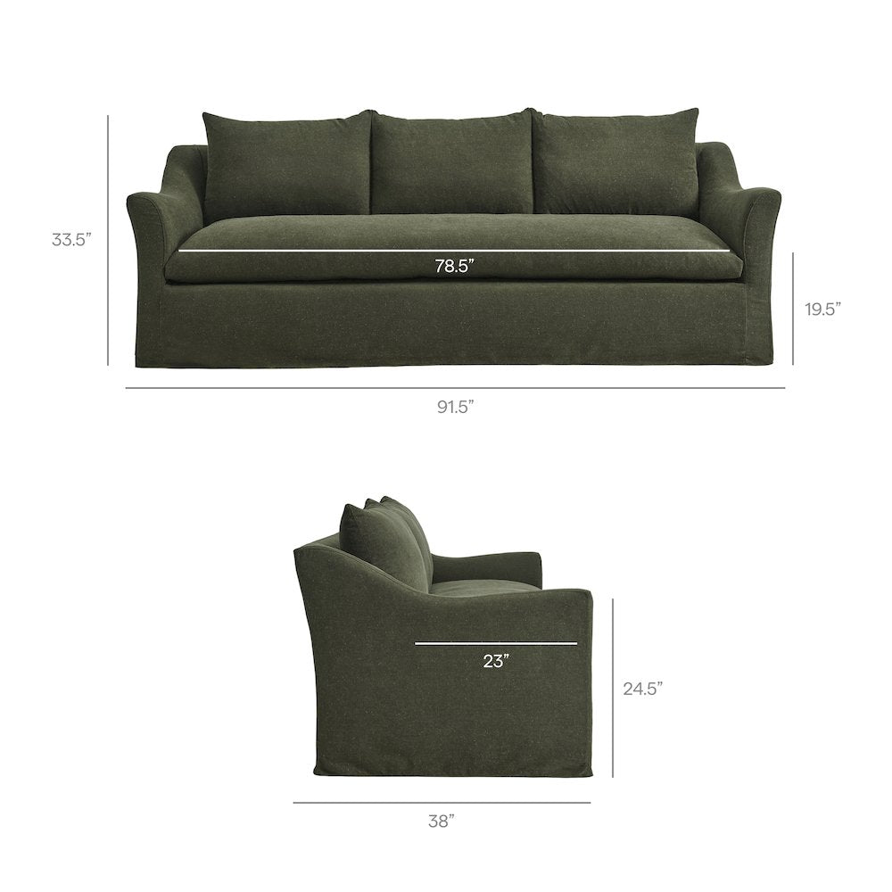 Somerset 92" Linen Blend Slipcovered Sofa
