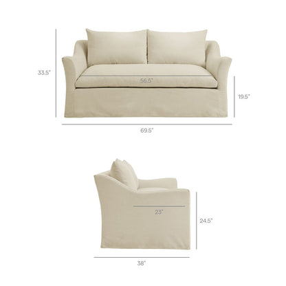 Somerset 70" Linen Blend Slipcovered Loveseat