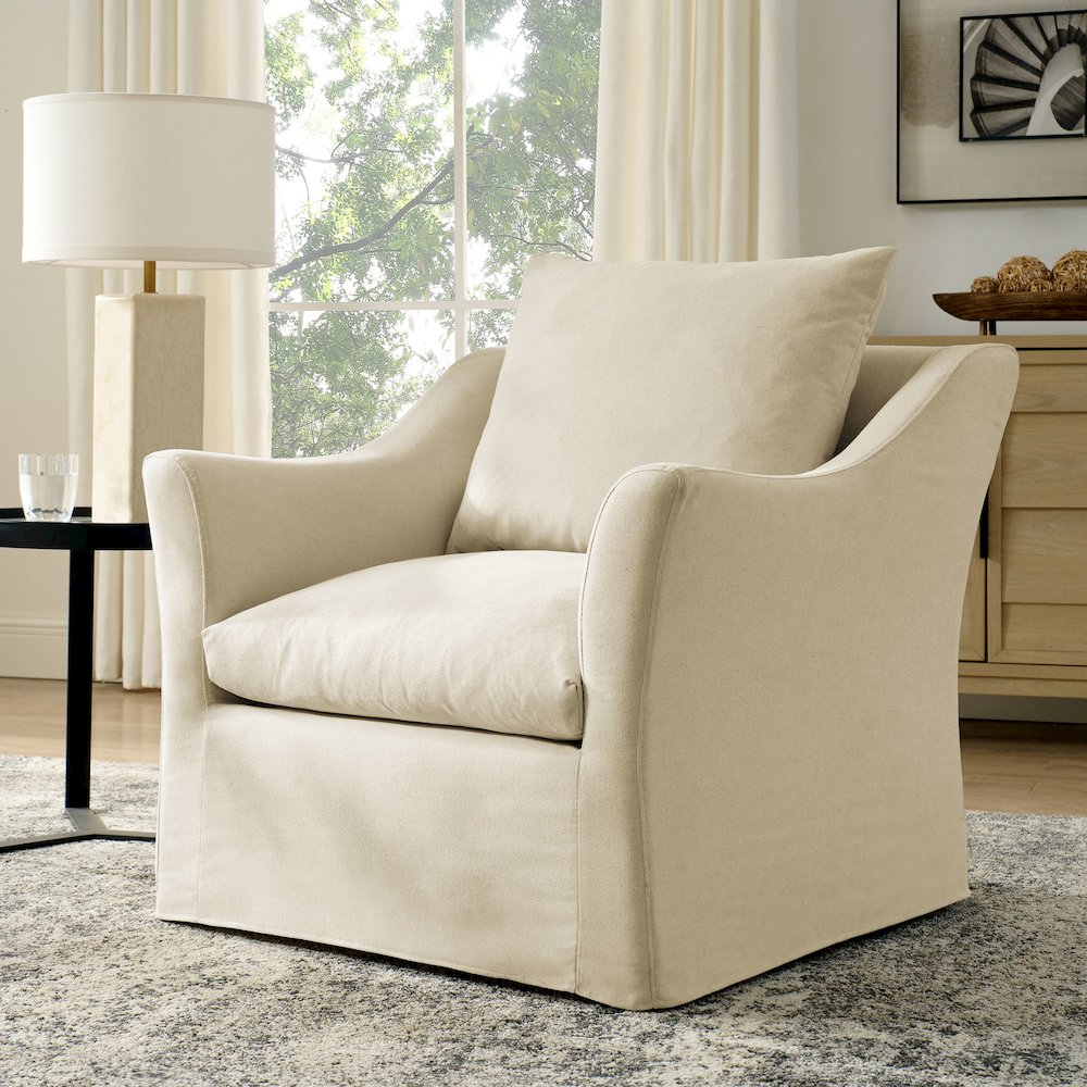 Somerset Linen Blend Slipcovered Armchair