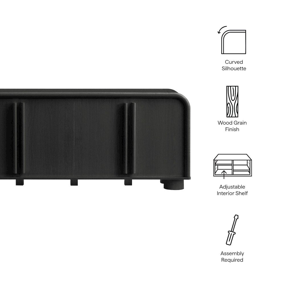 Bellamy Curved 4-Door Sideboard Cabinet