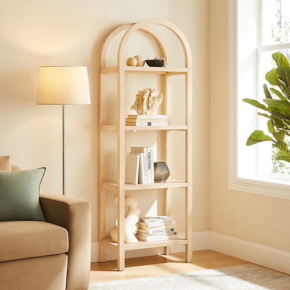 Vexley 72 Inch Tall Narrow Arched Bookshelf