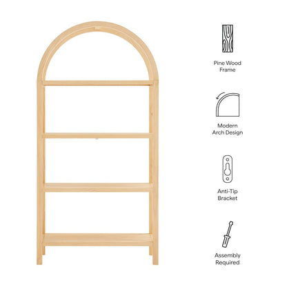 Vexley 72 Inch Large Arched Bookshelf