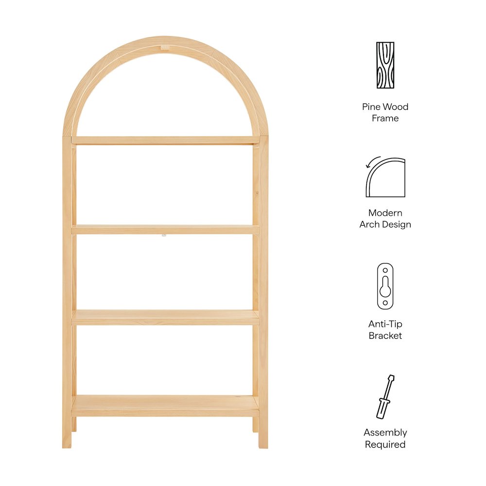 Vexley 72 Inch Large Arched Bookshelf