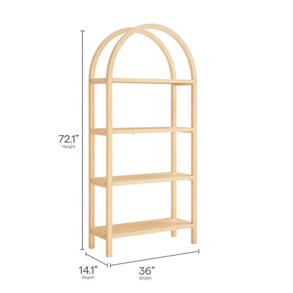 Vexley 72 Inch Large Arched Bookshelf