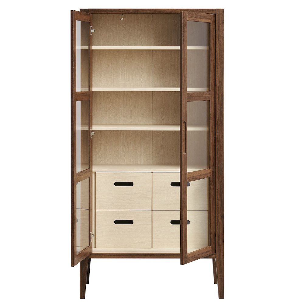 Nell 71" Glass Door Tall Display Storage Cabinet