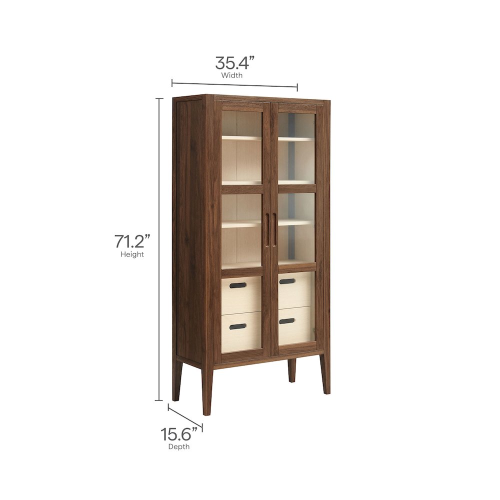 Nell 71" Glass Door Tall Display Storage Cabinet