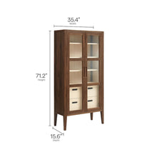 Nell 71" Glass Door Tall Display Storage Cabinet