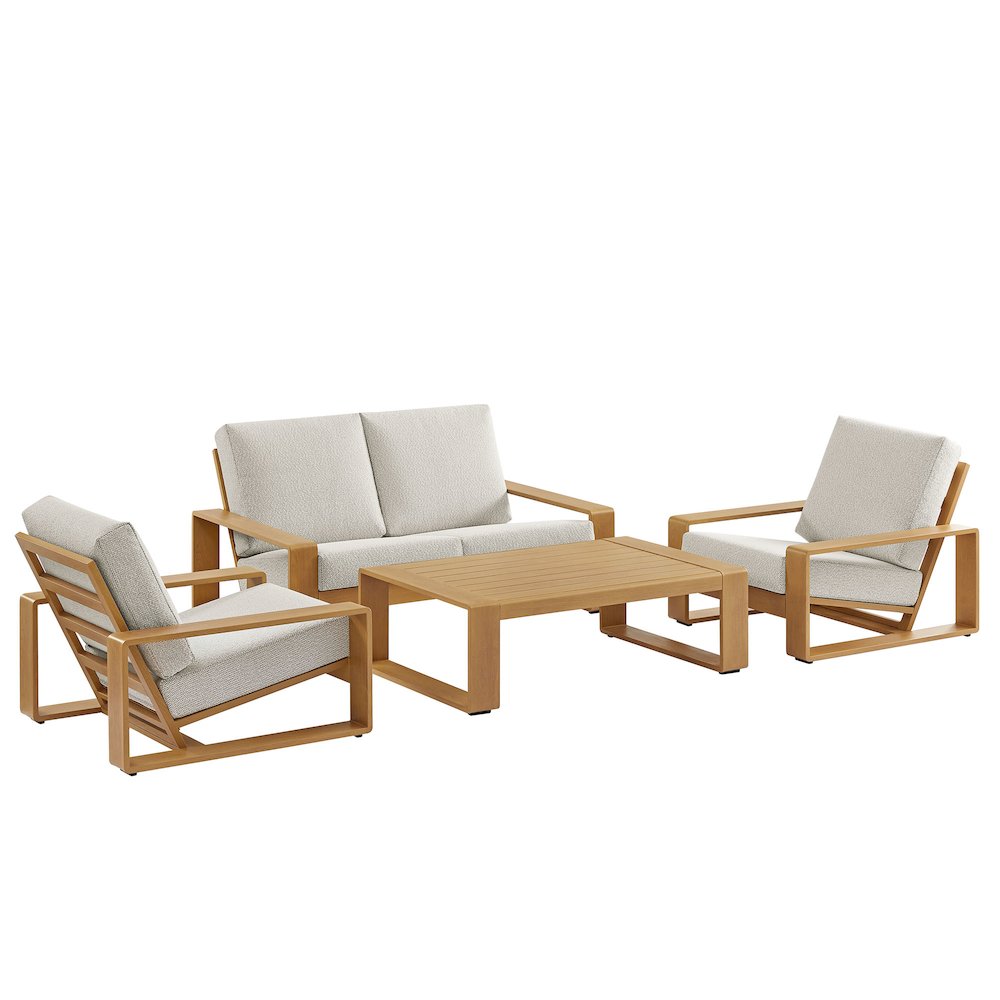 Lirienne 4-Piece Outdoor Patio Aluminum Faux Wood Furniture Set
