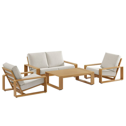 Lirienne 4-Piece Outdoor Patio Aluminum Faux Wood Furniture Set