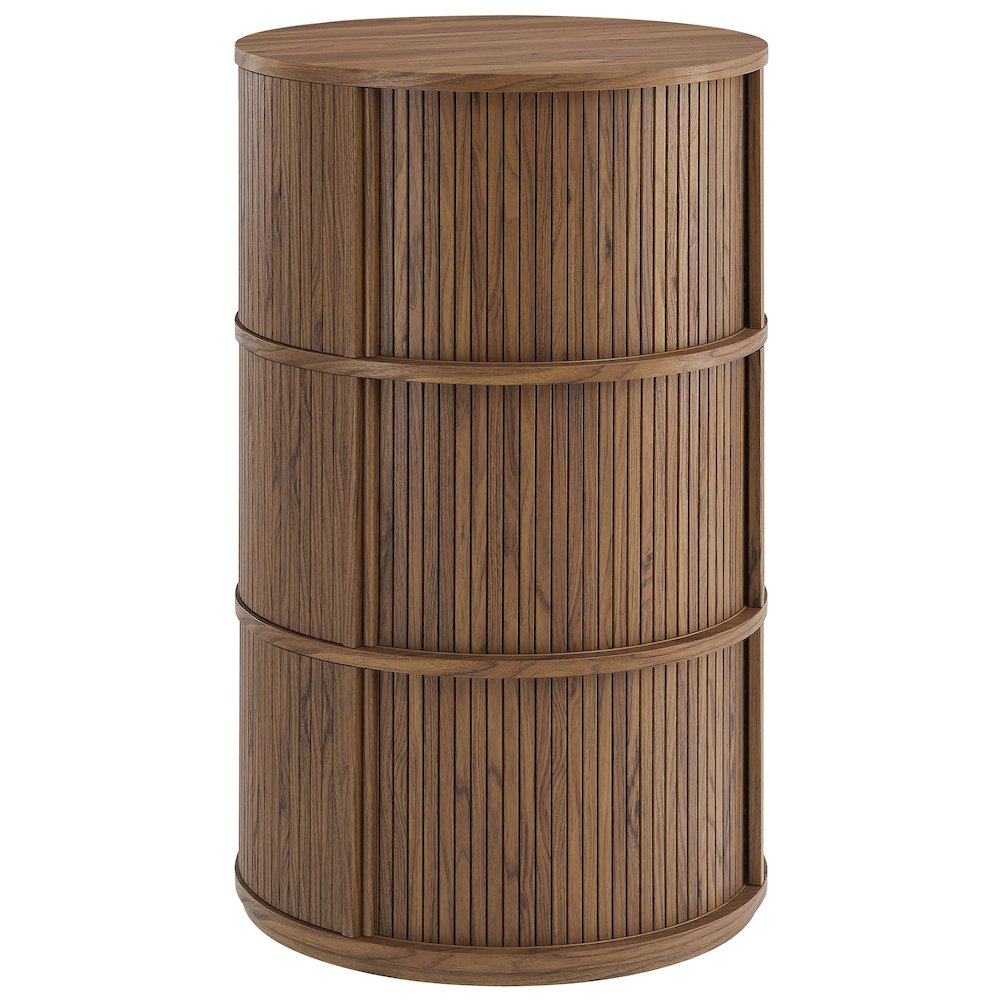 Clement Round Pedestal Stand Storage Table With Sliding Tambour Doors