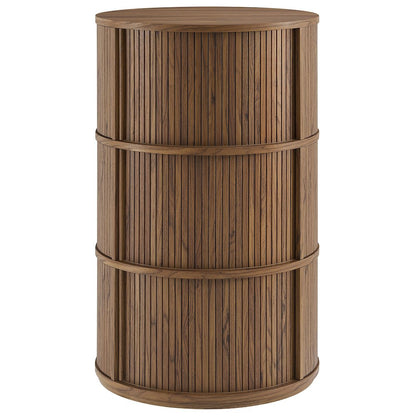 Clement Round Pedestal Stand Storage Table With Sliding Tambour Doors