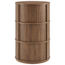 Clement Round Pedestal Stand Storage Table With Sliding Tambour Doors