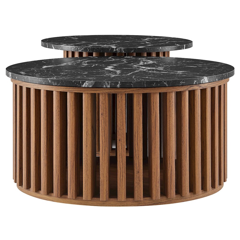 Fortitude Round Faux Marble Top Nesting Coffee Table Set