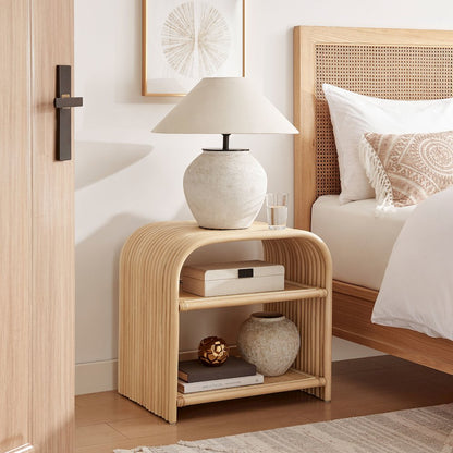 Eve Curved Natural Rattan Side Table