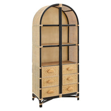 Jane 71 Inch Tall Arched Natural Rattan Bookshelf