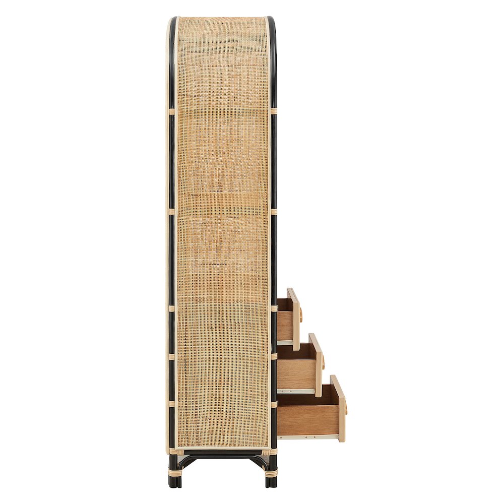 Jane 71 Inch Tall Arched Natural Rattan Bookshelf