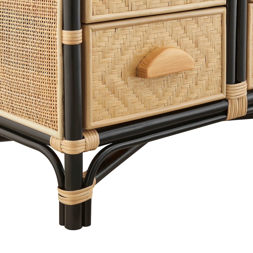 Jane 71 Inch Tall Arched Natural Rattan Bookshelf