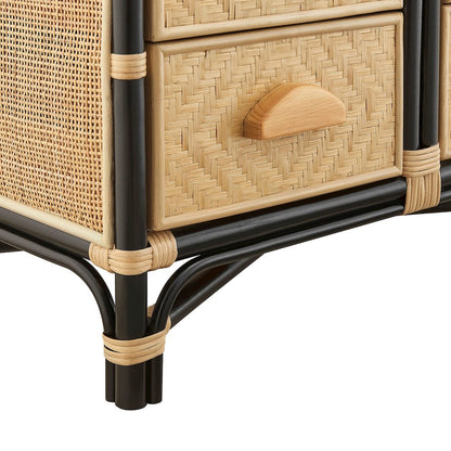 Jane 71 Inch Tall Arched Natural Rattan Bookshelf