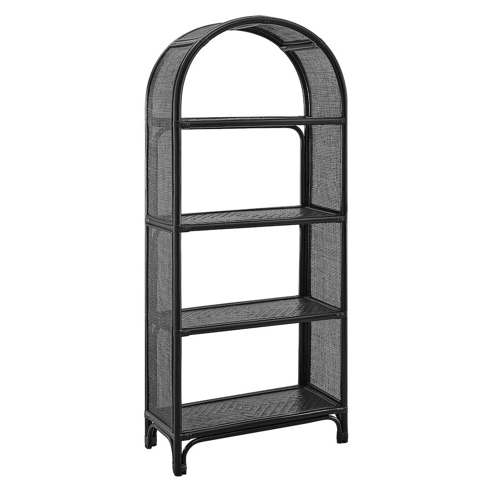 Celeste 67 Inch Tall Arched Natural Rattan Bookshelf