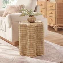 Erika Scalloped Natural Rattan Side Table