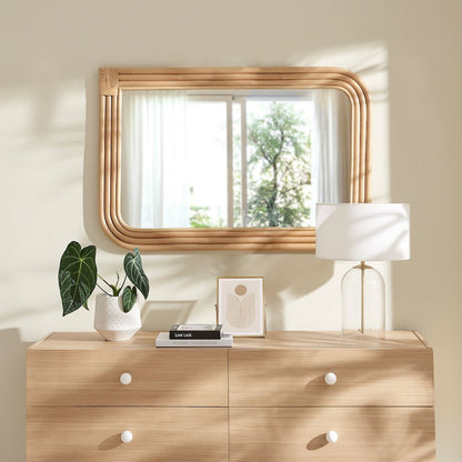 Corsica Curved Rectangle Rattan Wall Mirror