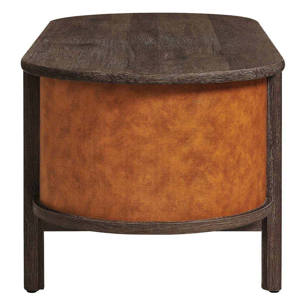 Coralie Curved Vegan Leather Oval Coffee Table