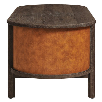 Coralie Curved Vegan Leather Oval Coffee Table