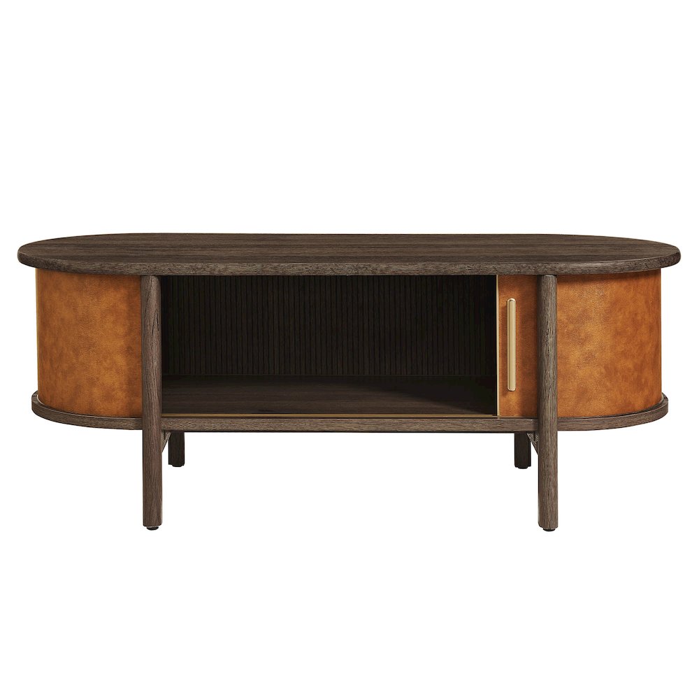 Coralie Curved Vegan Leather Oval Coffee Table