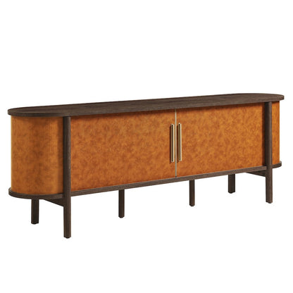 Coralie Curved 71" Vegan Leather Oval TV Stand