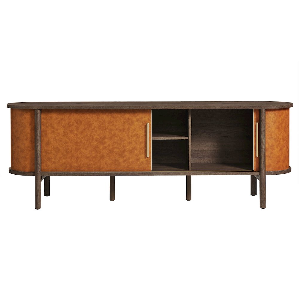 Coralie Curved 71" Vegan Leather Oval TV Stand